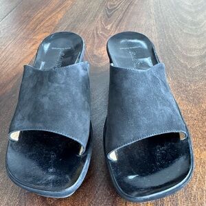 Robert Clergerie Black Suede Slide Sandals